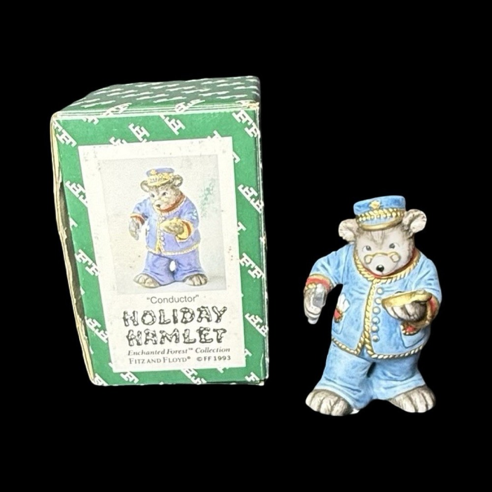 Fitz & Floyd Enchanted Forest Holiday Hamlet Conductor Figurine 1993